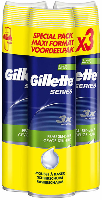 Gillette Series Shaving Cream, Value Pack, 3 x 250 ml