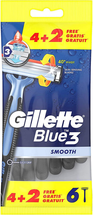 Gillette Blue 3 Smooth, Disposable Razors, 6 ct