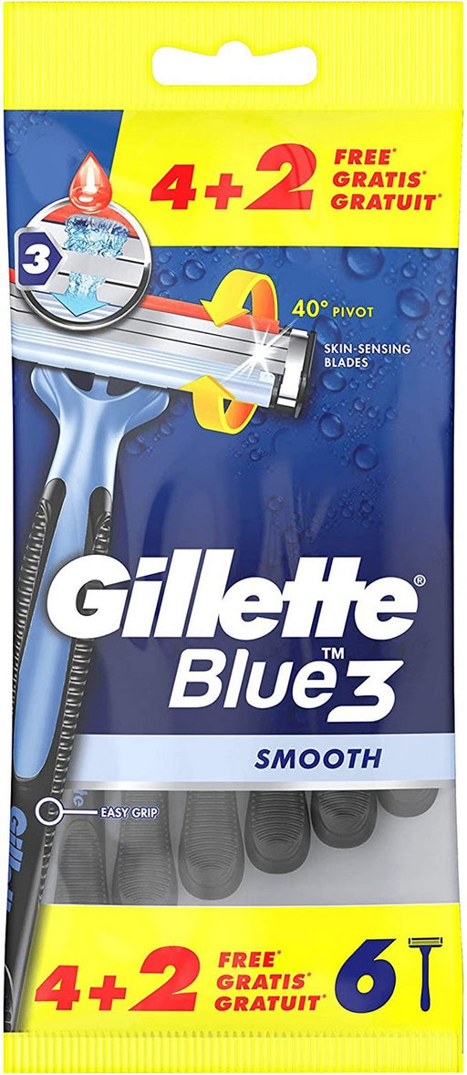 Gillette Blue 3 Smooth, Disposable Razors, 6 ct