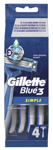 Gillette Blue 3 Simple, Disposable Razors, 4 ct