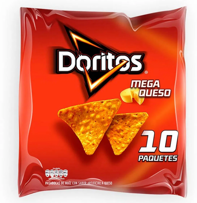 Doritos Mega Cheese Snacks, 10 x 34 gr