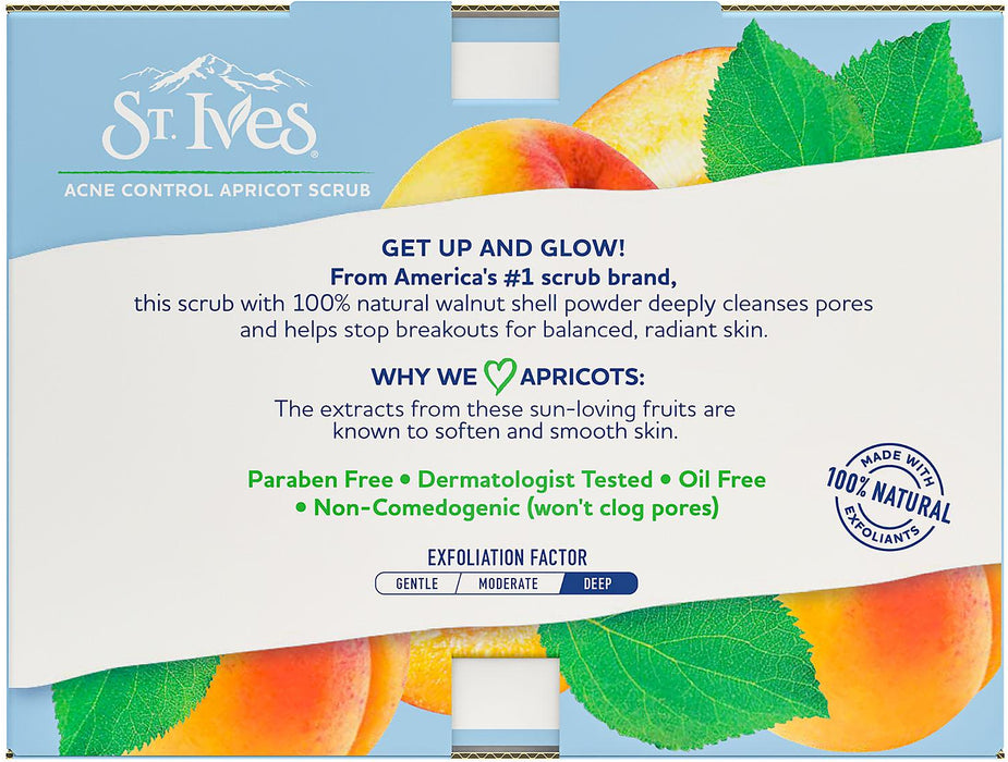 St. Ives Acne Control Apricot Scrub, Value Pack, 3 x 6 oz