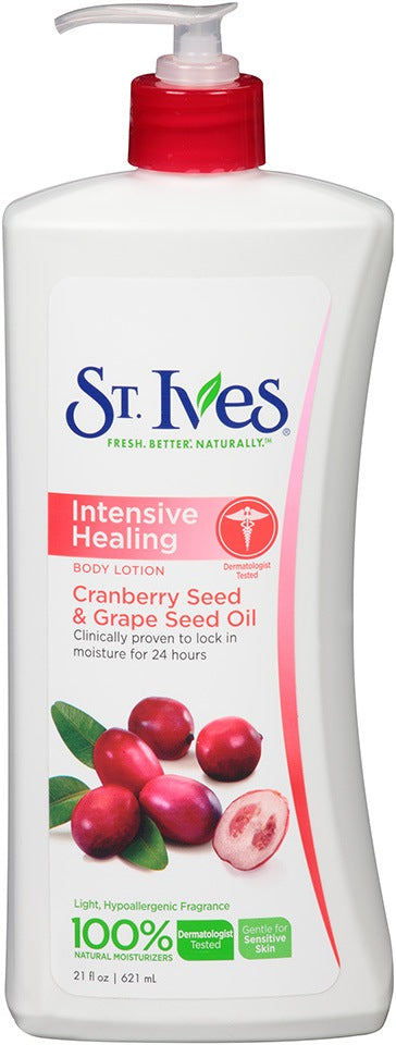 St. Ives Intensive Healing Body Lotion, Cranberry & Grape Seed Oil, 21 oz
