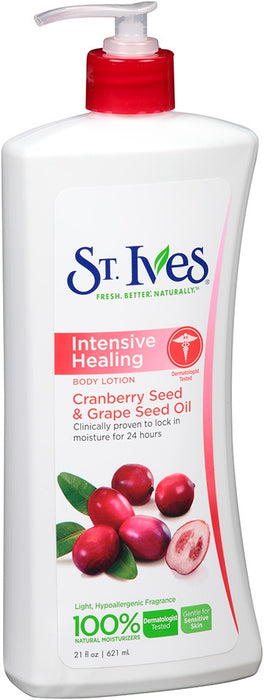 St. Ives Intensive Healing Body Lotion, Cranberry & Grape Seed Oil, 21 oz