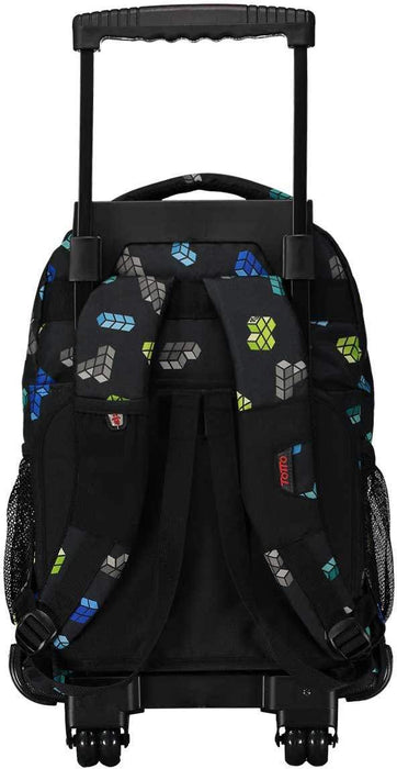 Totto Rue Romper Wheeled Backpack, Black Blocks, 1 ct