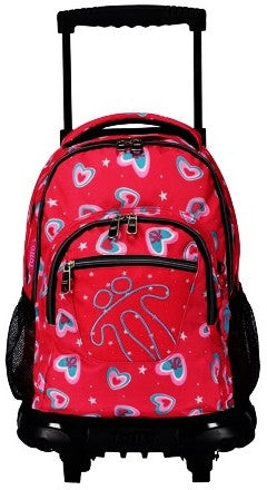 Totto Rue Romper Wheeled Backpack, Pink Hearts, 1 ct