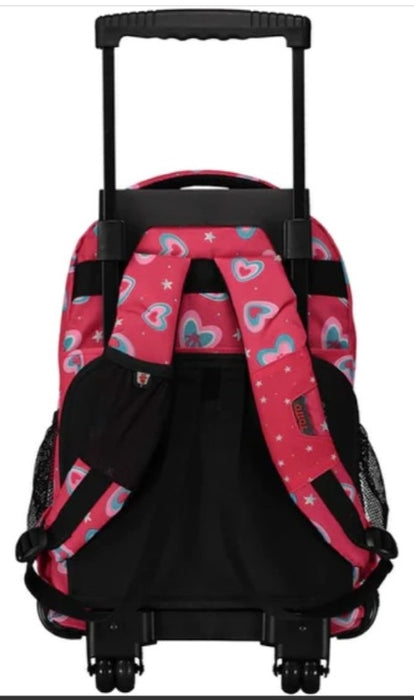 Totto Rue Romper Wheeled Backpack, Pink Hearts, 1 ct