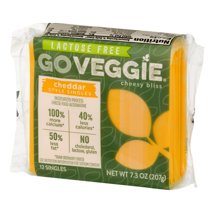 Go Veggie Cheddar Pasteurized Process Cheddar Style Singles , 7.3 oz