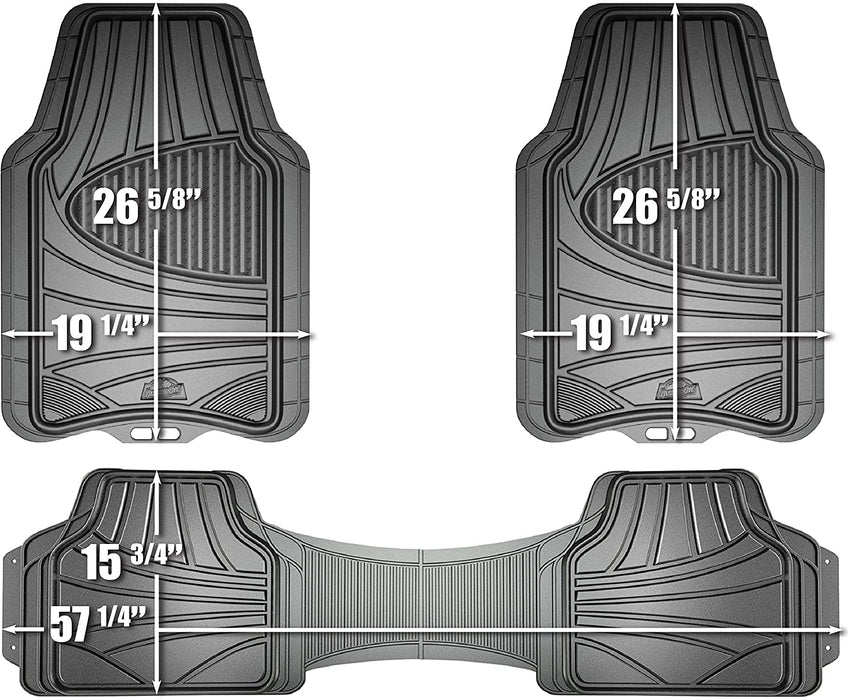 Armor All 3-Piece Gray Rubber Full Coverage Trim-To-Fit Floor Mats For Cars, Trucks & SUVs, 3 pcs