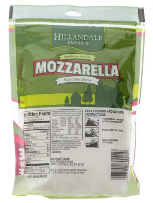 Hillandale Farms Shredded Mozzarella Cheese , 16 oz