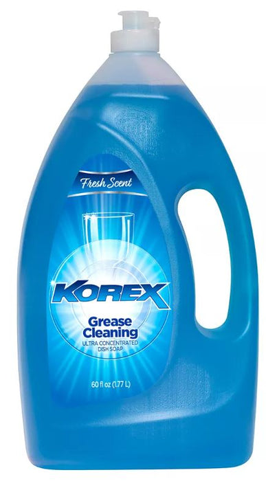 Korex Grease Cleaning Dishwashing Liquid, Fresh Scent, 60 oz