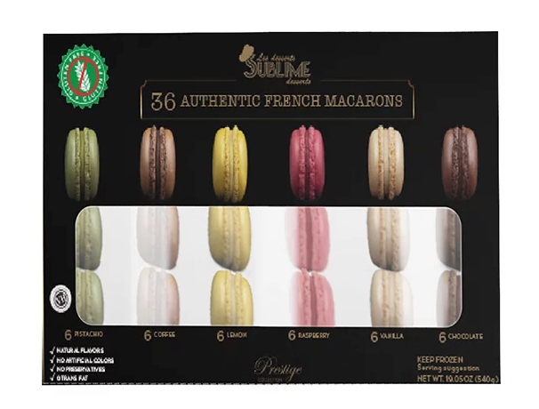 Sublime Desserts Aunthenic French Macarons, 36 ct