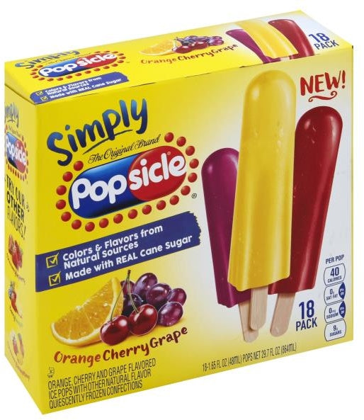 Popsicle Simply ice Pops, Variety Pack, 18 ct