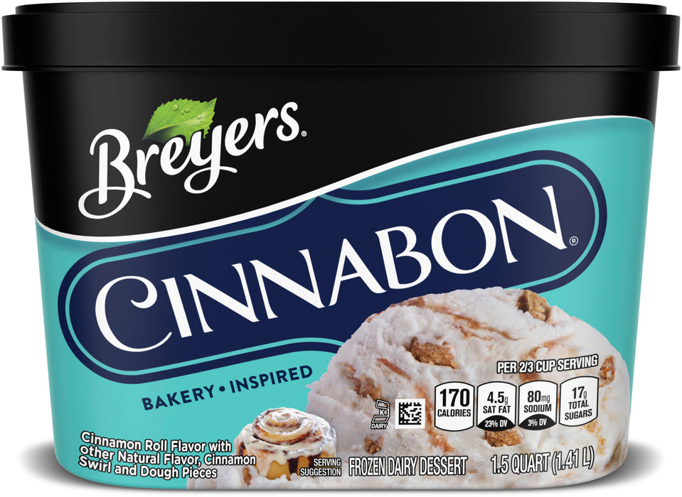 Breyers Frozen Dairy Dessert Ice Cream Cinnabon , 48 oz