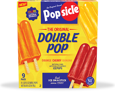 Popsicle The Original Double Pop, Orange Cherry & Banana Flavor, 9 ct