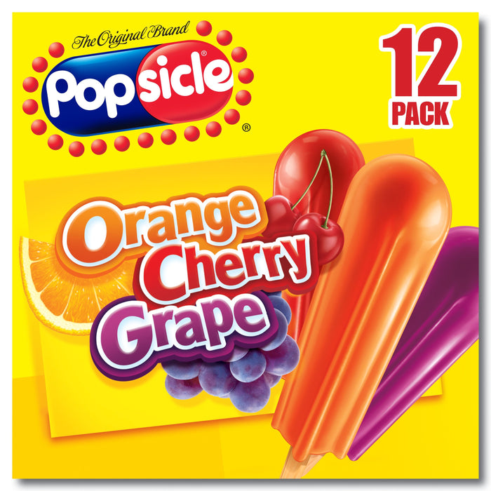 Popsicle Orange Cherry Grape Ice Pops , 12 ct