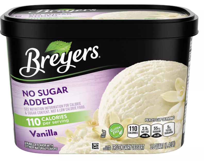 Breyers No Sugar Added Vanilla Ice Cream, 48 oz