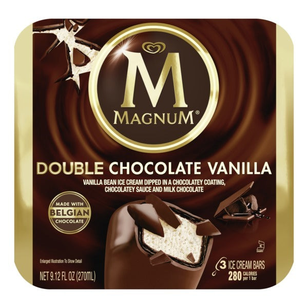 Magnum Double Chocolate Vanilla Ice Cream Bars, 3 ct