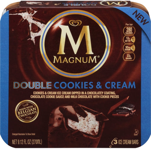 Magnum Double Cookies & Cream Ice Cream Bars, 3 ct