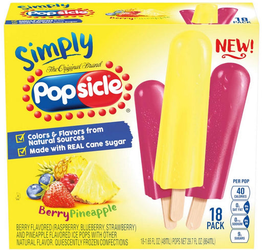 Popsicle Simply Popsicle Berry & Pineapple Variety Pack, 18 ct