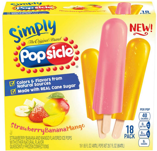 Popsicle Simply Popsicle Strawberry-Banana & Mango Variety Pack, 18 ct