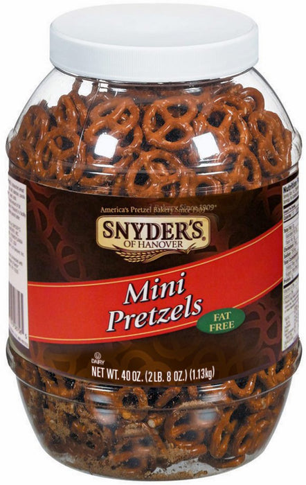 Snyder's of Hanover Fat Free Mini Pretzels Canister, 40 oz
