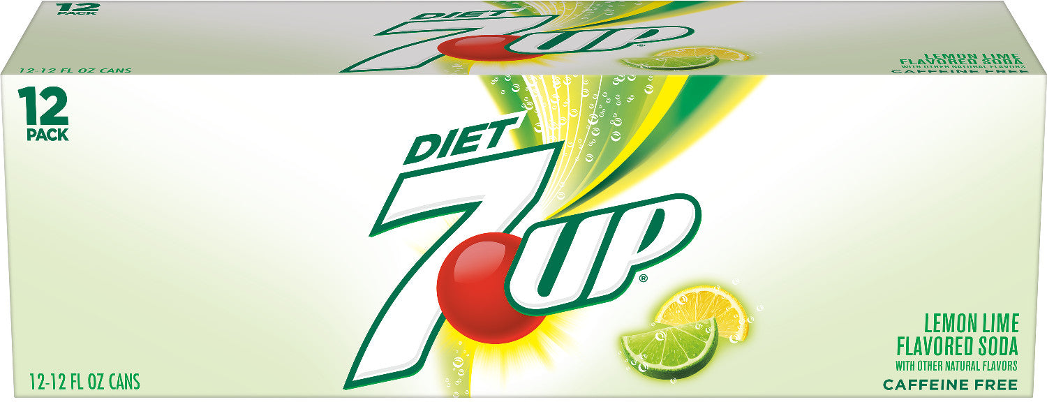 7 Up Diet Lemon Lime Flavored Soda, 12-Pack, 12 x 12 oz