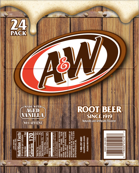 A&W Root Beer Cans, 24-Pack, 24 x 12 oz