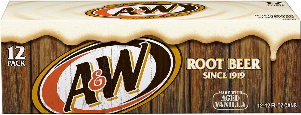 A&W Root Beer Cans, Made with Aged Vanilla, Value Pack, 12 x 12 oz