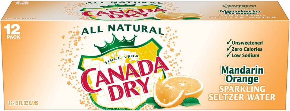 Canada Dry Mandarin Orange Sparkling Seltzer Water Cans, Value Pack, 12 x 12 oz