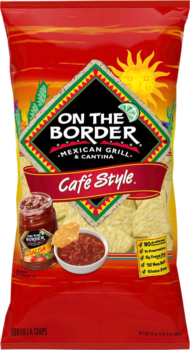 On The Border Café Style Tortilla Chips, 24 oz