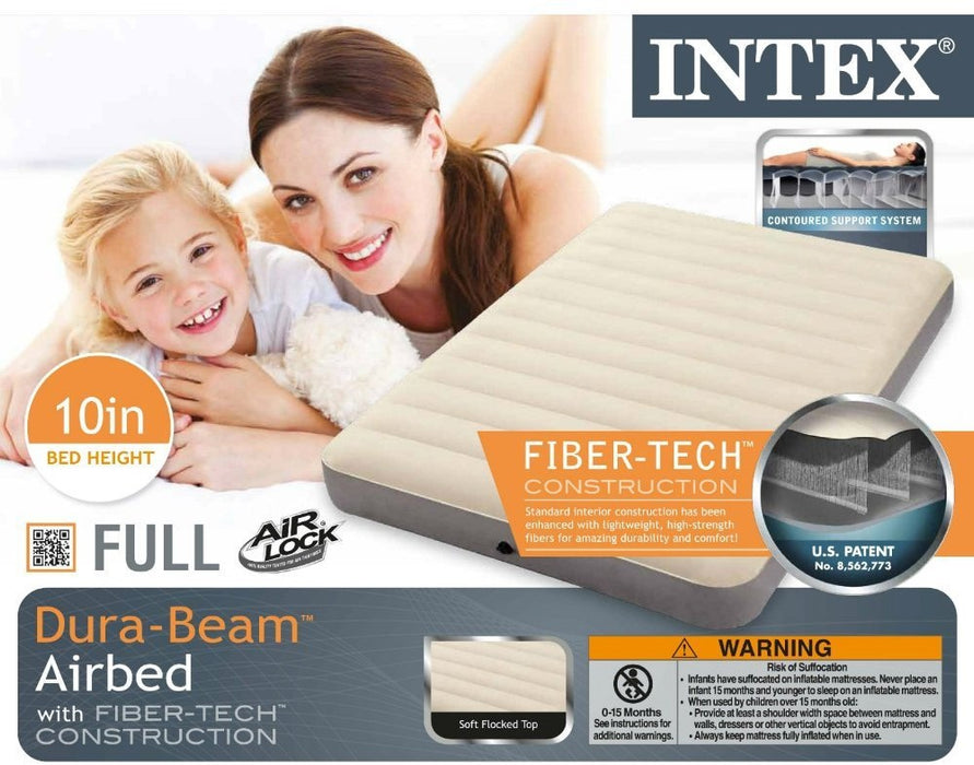 Intex Deluxe High Dura-Beam Airbed with Fiber-Tech Construction, Full, 75 x 54 x 10 inch