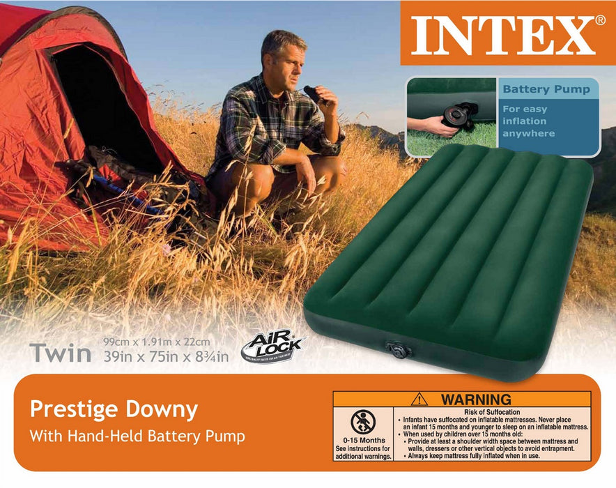 Intex Downy Airbed & Pump, Twin, 191 x 99 x 22 cm