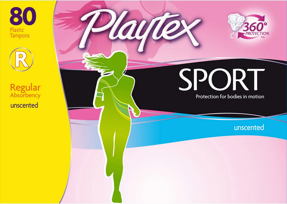 Playtex Sport Regular Absorbency Unscented Plastic Tampons with FlexFit Fibers, 36 ct