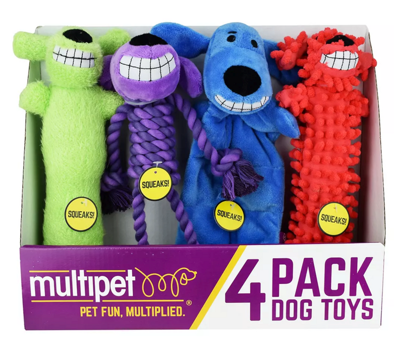 Multipet Loofa Dog Toy 4-Pack, 4 pc