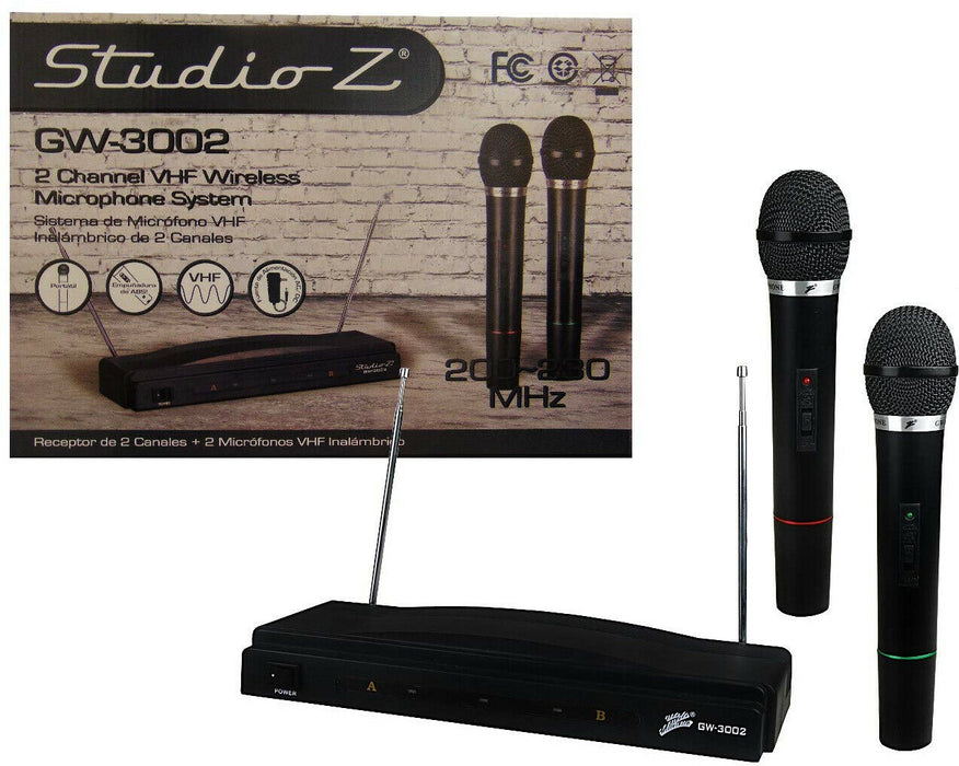 Studio Z 2 Channel VHF Wireless Microphone System , 3 pcs