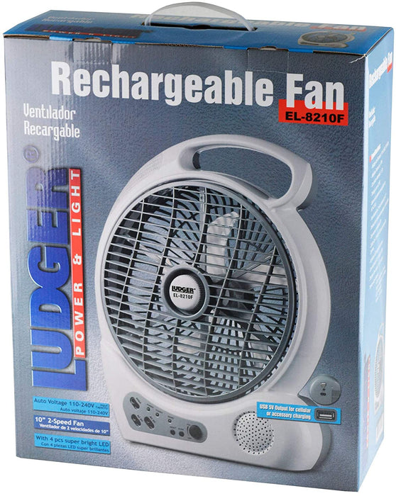 Ludger Power & Light Rechargeable Fan/Radio with Led Lights, 110V-240V, 1 ct