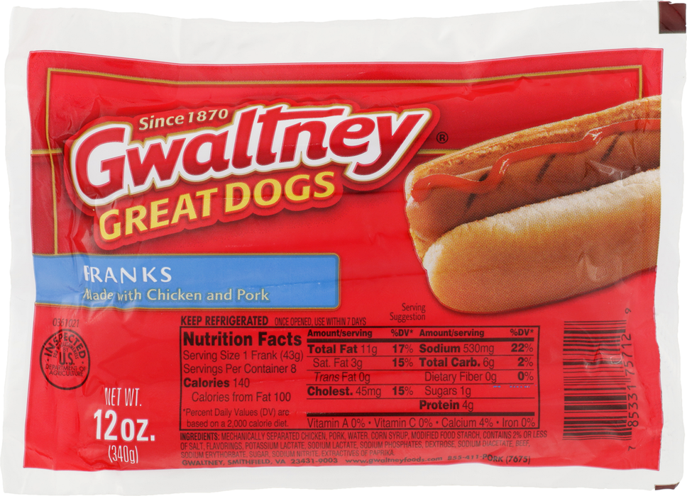 Gwaltney Hot Dogs , 8 ct