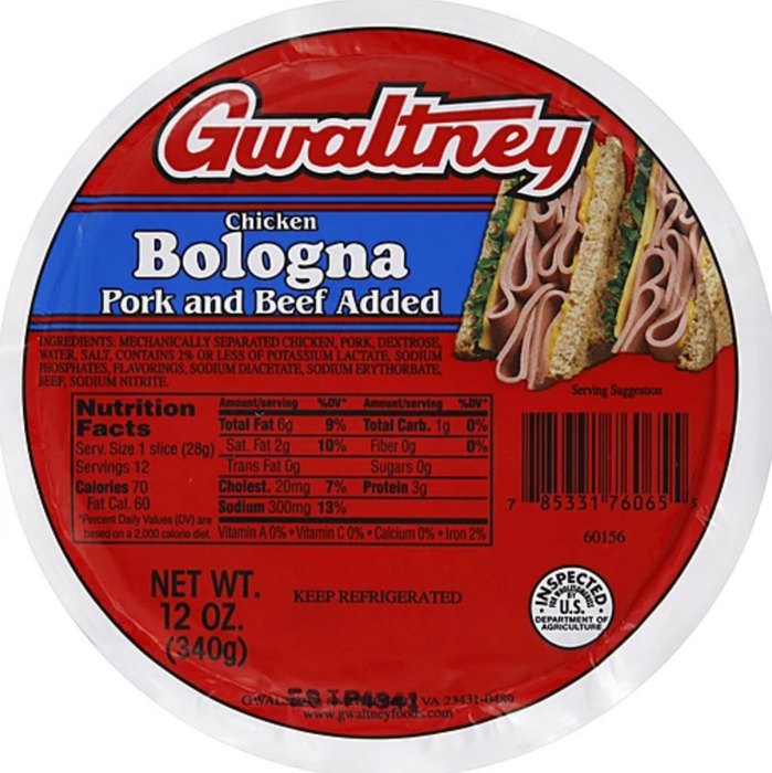 Gwaltney Traditional Chicken Bologna , 12 oz