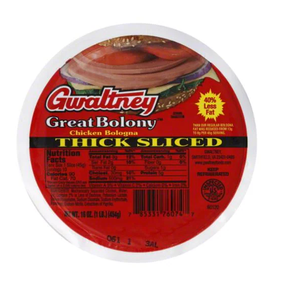 Gwaltney Great Bolony Chicken Bologna Thick Sliced , 16 oz