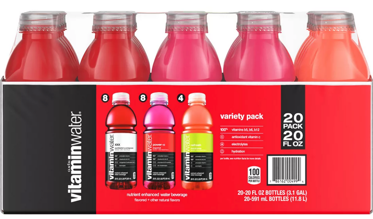 Glaceau Vitamin Water, Variety Pack, 20-Pack, 20 x 20 oz