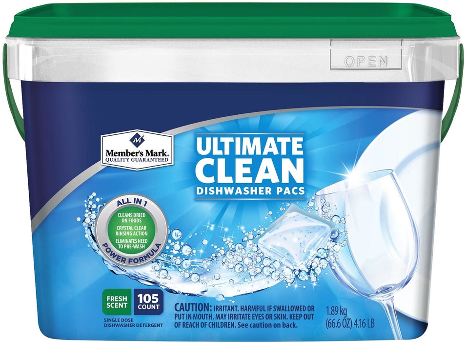 Member's Mark Ultimate Clean Automatic Dishwasher Pacs, 105 ct