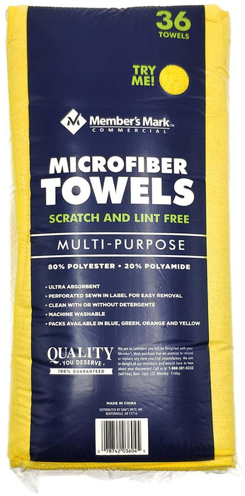 Member's Mark Microfiber Towels, Yellow