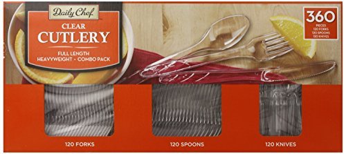 Daily Chef Clear Cutlery, Full Lenght Heavyweight Combo Pack, 360 pc