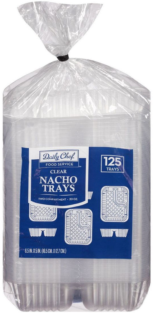 Daily Chef Clear Nacho Trays, 20 oz, 125 ct