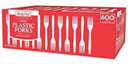 Daily Chef White Plastic Forks, Strong and Durable, 600 ct
