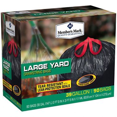 Member's Mark Large Yard Drawstring Bags, 39 Gallons, 90 ct
