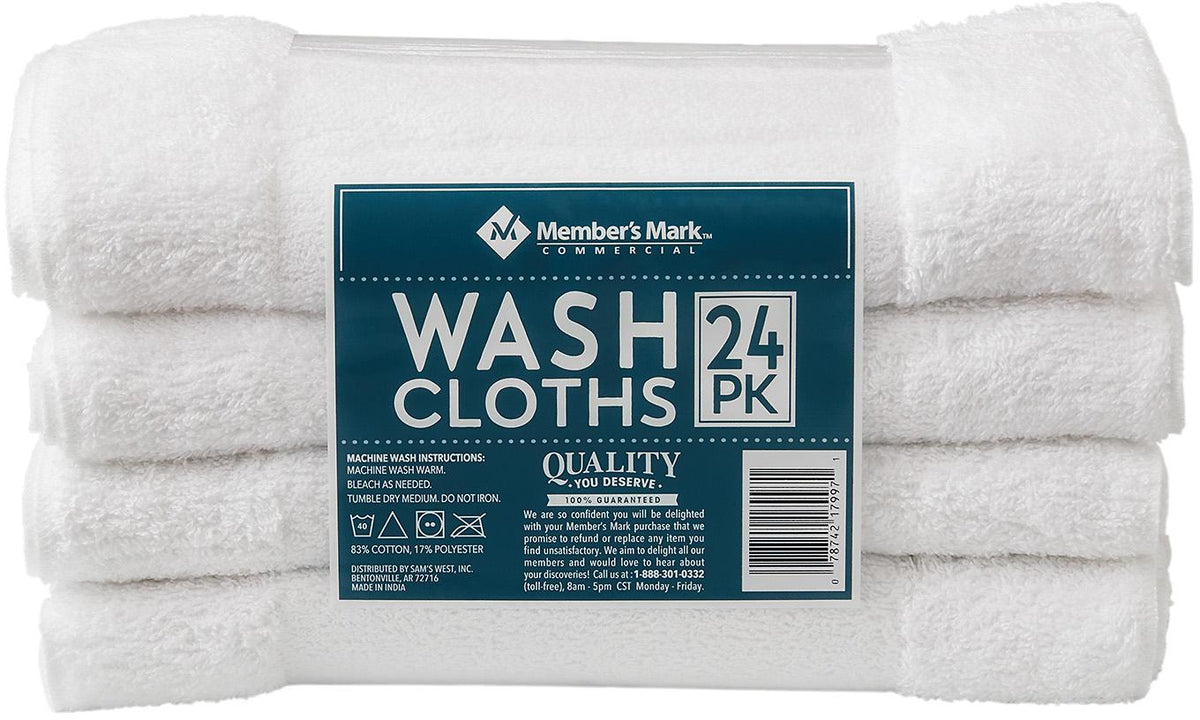 Member's Mark Wash Cloths, 12 x 12 in, 24 ct — Goisco.com
