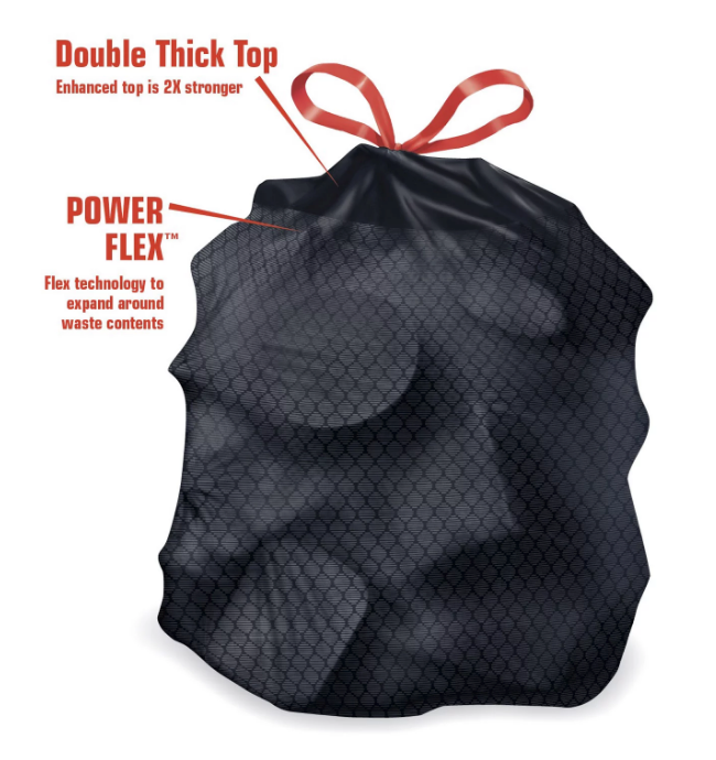 Member's Mark 33-Gallon Power Flex Drawstring Trash Bags, 90 ct