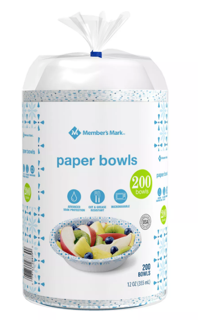 Member's Mark Ultra Snack/Dip Paper Bowls, 200 x 12 oz